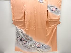 未使用品　波に牡丹・菊・紫陽花模様訪問着